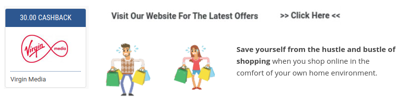 get virgin media cashback and sales promotions when you shop online
