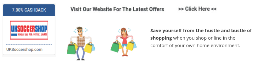 get uksoccershop cashback and sales promotions when you shop online
