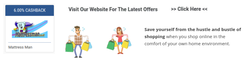 get mattressman cashback and sales promotions when you shop online